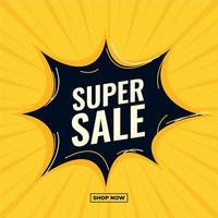 super vendita boom giallo e nero astratto banner di vendita acquista ora vettore