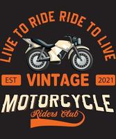 live to ride ride to live t-shirt design vintage vettore