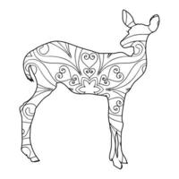 Pagina da colorare di cervo mandala vettore