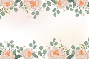 acquerello arancione pesca rosa in fiore bouquet corona cornice banner quadrato backgrounda vettore