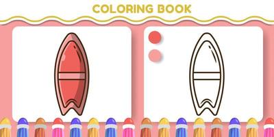 carino tavola da surf cartone animato disegnato a mano doodle libro da colorare per bambini vettore