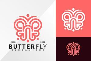 modello di illustrazione vettoriale di progettazione del logo di cura della farfalla di bellezza