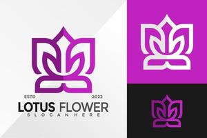modello di illustrazione vettoriale di design del logo del fiore di loto di bellezza