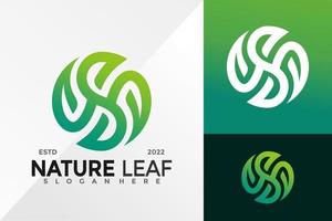 lettera n natura foglia logo design illustrazione vettoriale template