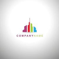 un logotipo di grattacieli astratti o grattacieli in toni colorati su sfondo grigio buono per il logo aziendale o dell'ufficio