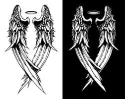 illustrazione delle ali in stile tatuaggio vettore
