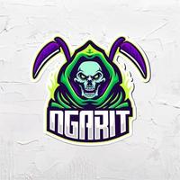 illustrazione della mascotte del logo di gioco e-sport di grim reaper vettore