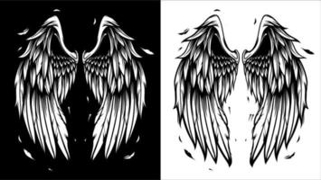 illustrazione delle ali in stile tatuaggio vettore