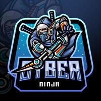 design della mascotte del logo cyber ninja esport. vettore