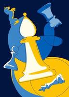 poster con diversi pezzi degli scacchi. design del cartello in stile doodle. vettore