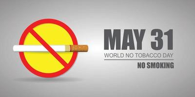 Giornata mondiale senza tabacco il 31 maggio vettore