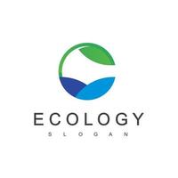 modello di progettazione di logo di ecologia foglia d'acqua vettore