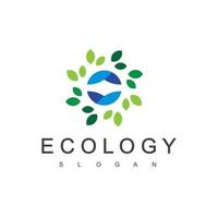 modello di progettazione di logo di ecologia foglia d'acqua vettore