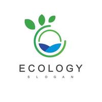 modello di progettazione di logo di ecologia foglia d'acqua