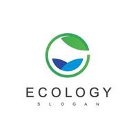 modello di progettazione di logo di ecologia foglia d'acqua vettore
