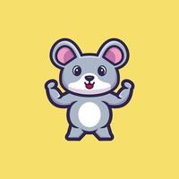 vettore premium del personaggio dei cartoni animati del mouse forte carino