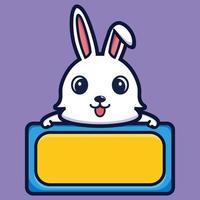 simpatico coniglio con bordo vuoto personaggio dei cartoni animati vettore premium