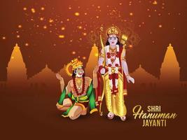 shri hanuman jayanti festival con illustrazione vettoriale