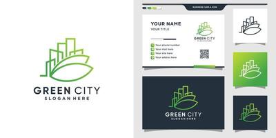 modello di progettazione logo città verde e design biglietto da visita. vettore premium