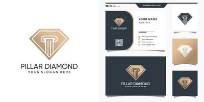 logo diamante con simbolo di diritto e biglietto da visita design premium vector