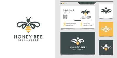 icona del logo del miele d'ape con stile artistico al tratto e concetto creativo. logo e biglietto da visita design vettore premium