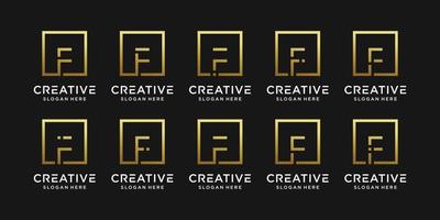 set di lettera iniziale f con logo monogramma creativo con stile quadrato.