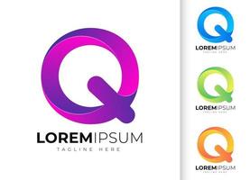 modello di progettazione del logo della lettera q. tipografia creativa moderna alla moda q e gradiente colorato vettore
