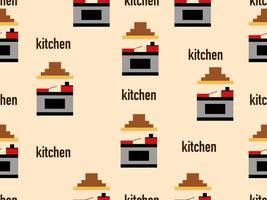 modello senza cuciture del personaggio dei cartoni animati della cucina su stile marrone background.pixel vettore