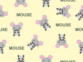 modello senza cuciture del personaggio dei cartoni animati del mouse su stile background.pixel giallo vettore