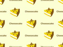 personaggio dei cartoni animati cheesecake modello senza cuciture su sfondo giallo.stile pixel