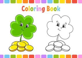 libro da colorare per bambini. ns. giorno di patrizio. personaggio dei cartoni animati. illustrazione vettoriale. pagina di fantasia per bambini. sagoma di contorno nero. isolato su sfondo bianco. vettore