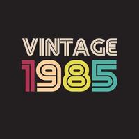 1985 design vintage t-shirt retrò, vettore, sfondo nero vettore