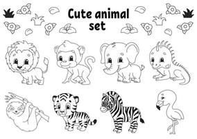 pagina da colorare per bambini. tema animale. timbro digitale. personaggio in stile cartone animato. illustrazione vettoriale isolato su sfondo bianco.