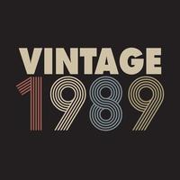 1989 design vintage t-shirt retrò, vettore, sfondo nero vettore