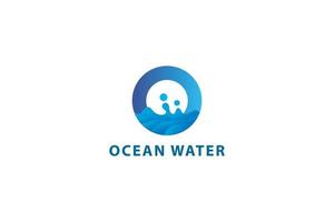 lettera o logo aziendale naturale di colore blu 3d creativo dell'acqua dell'oceano vettore