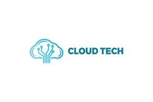 logo tecnologico moderno semplice cloud tech vettore