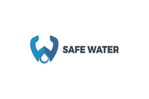 lettera w design del logo aziendale acqua sicura vettore