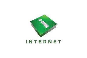 lettera i logo aziendale verde internet e software vettore