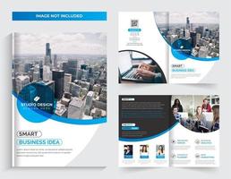 Progettazione di brochure aziendale bi-fold blu vettore