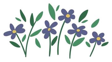 illustrazione vettoriale di composizioni floreali viola. bouquet di piante decorative da giardino. raccolta di bellissime erbe e fiori primaverili ed estivi.