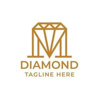 design del logo del diamante della lettera m di lusso vettore