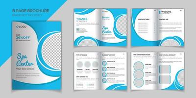 Blue Spa 8 pagine modello di progettazione brochure vettore