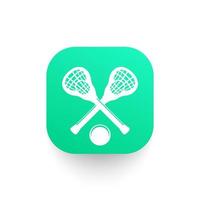 icona di lacrosse con bastoncini e palla, illustrazione vettoriale