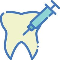 illustrazione dell'icona di iniezione dentale con stile della linea di riempimento tratteggiata vettore