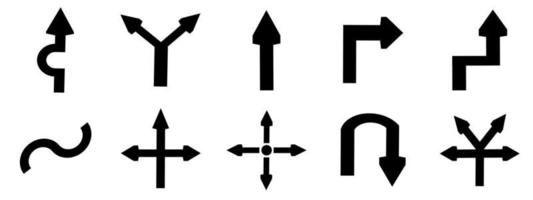 gruppo di frecce direzione icona simbolo isolato illustrazione vettoriale