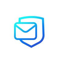 posta sicura, icona e-mail con uno scudo vettore