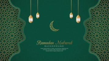 ramadan mubarak, sfondo di lusso verde arabo islamico con motivo geometrico e bellissimo ornamento vettore