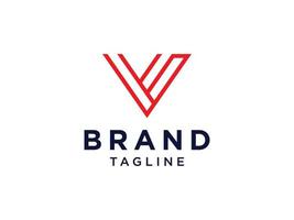 lettera iniziale astratta v logo. stile origami geometrico di forma rossa isolato su priorità bassa bianca. utilizzabile per loghi aziendali e di branding. elemento del modello di progettazione logo vettoriale piatto.