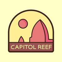 semplice illustrazione vettoriale del parco nazionale di Capitol Reef in stile linea mono per emblemi, toppe, t-shirt, ecc.