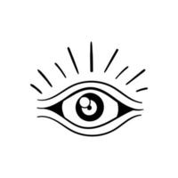 illustrazione di doodle dell'annata dell'occhio disegnato a mano per poster di adesivi per tatuaggi ecc vettore